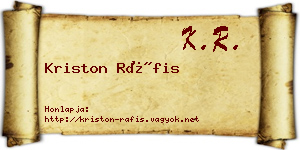 Kriston Ráfis névjegykártya